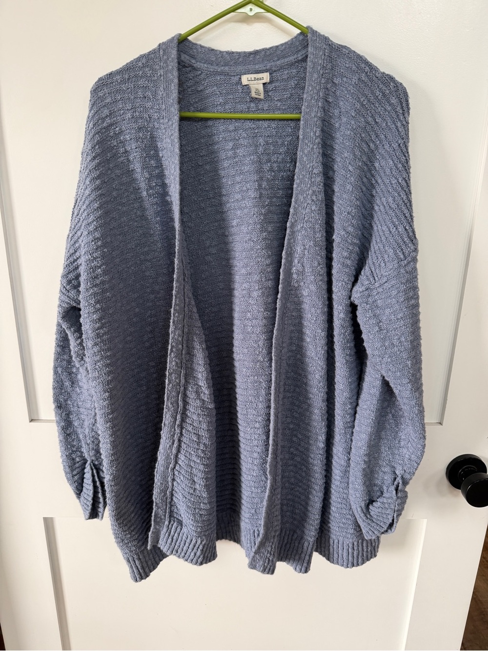 LL Bean 2X Blue Cardigan Sweater 100% Cotton